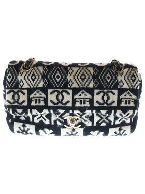 Chanel Coconut Jewel Gold Chain Shoulder Bag White Black